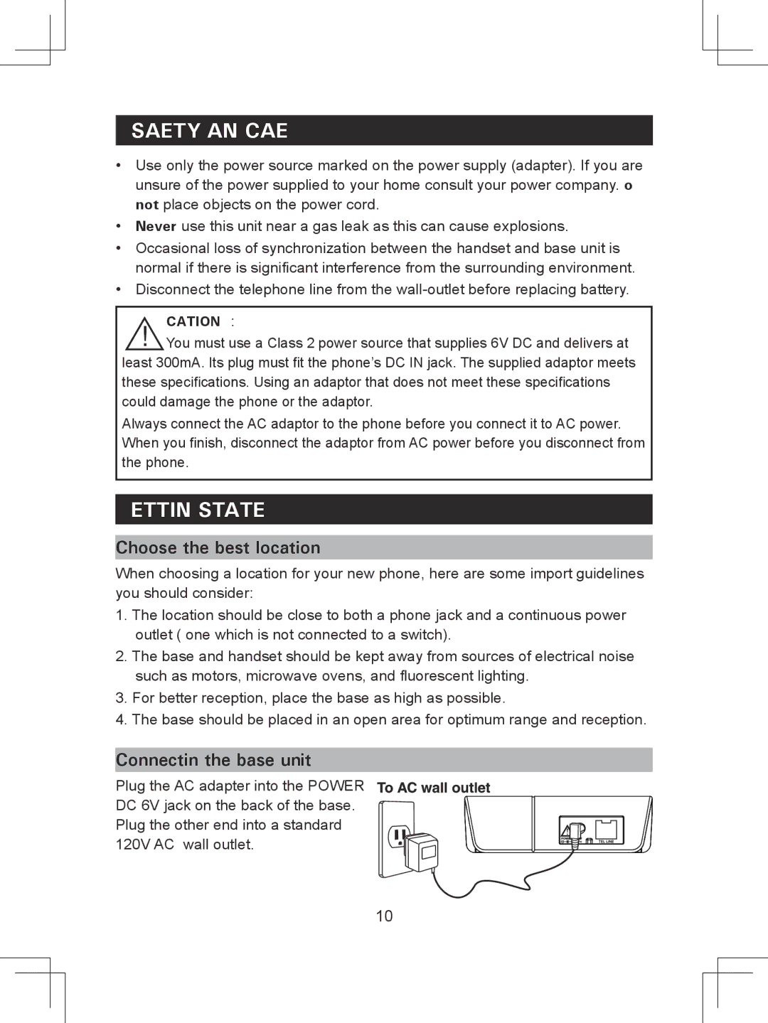 Sanyo CLT-D6614 instruction manual Getting Started, Choose the best location, Connecting the base unit 