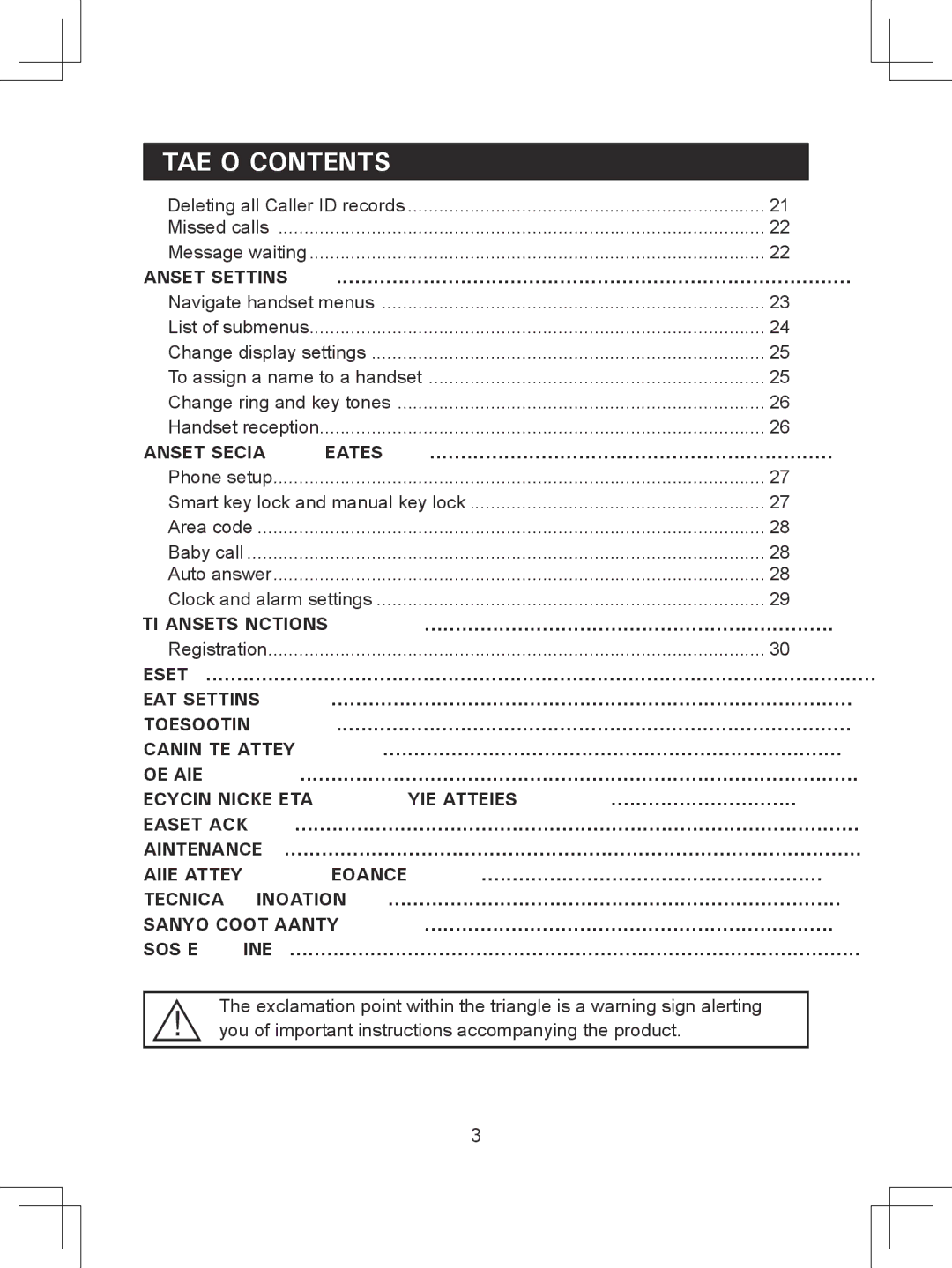 Sanyo CLT-D6614 instruction manual Handset Settings, Handset Special Features, Multi Handsets Functions 