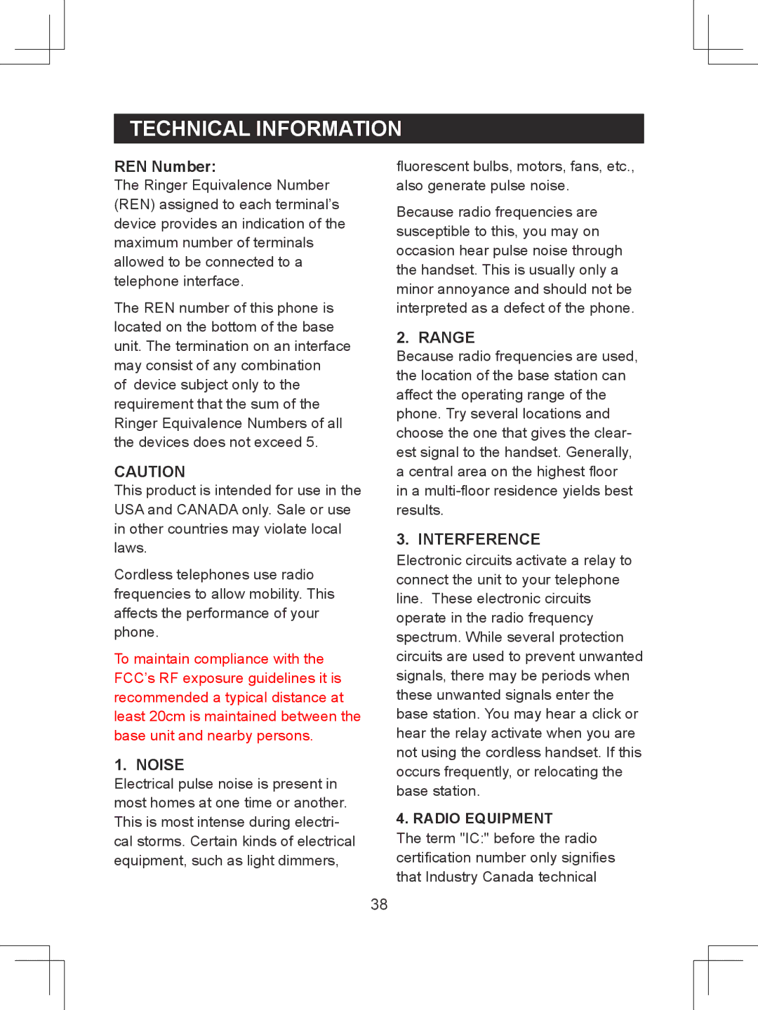 Sanyo CLT-D6614 instruction manual Technical Information, Radio Equipment 