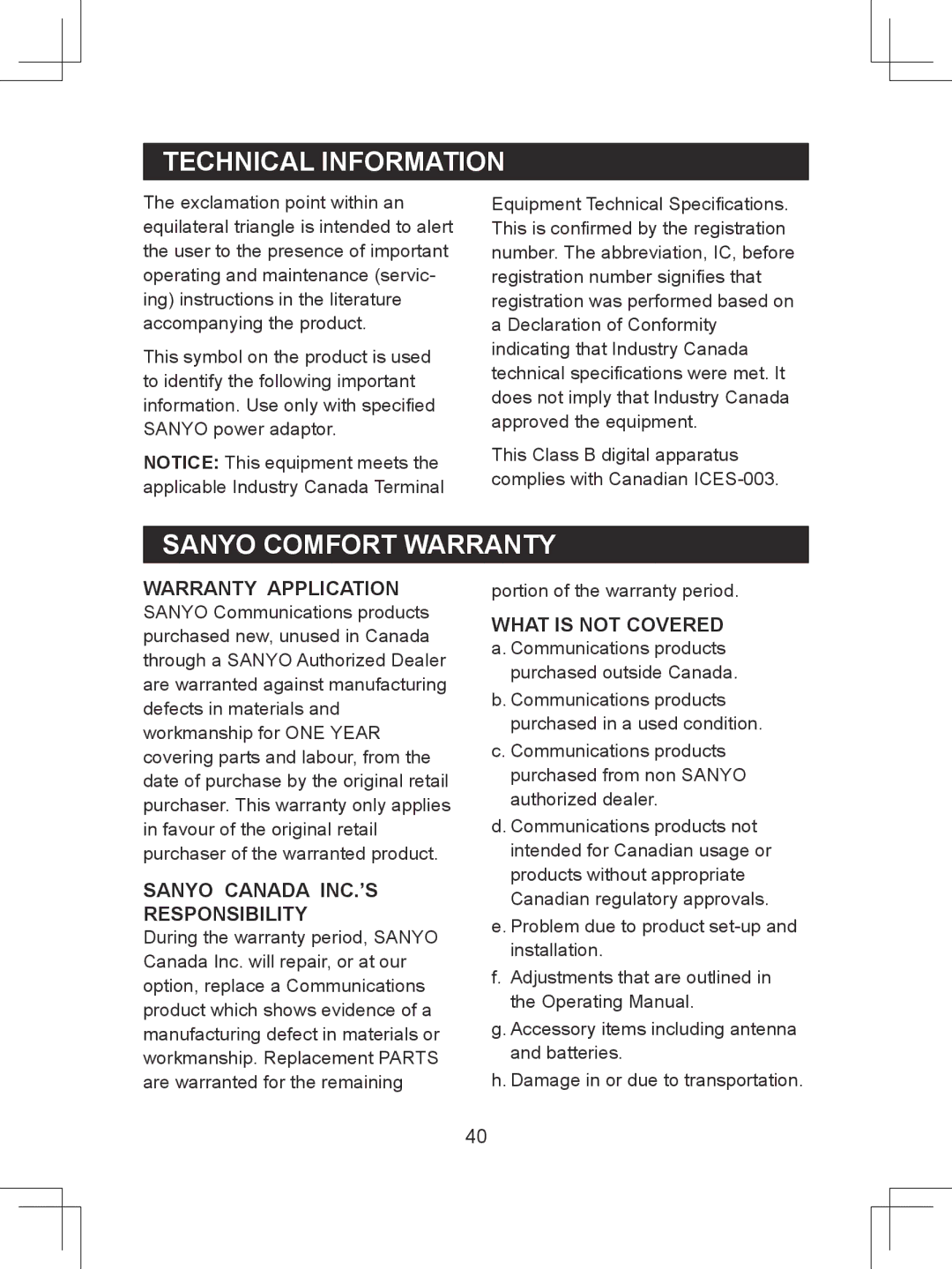 Sanyo CLT-D6614 instruction manual Sanyo Comfort Warranty, Warranty Application 