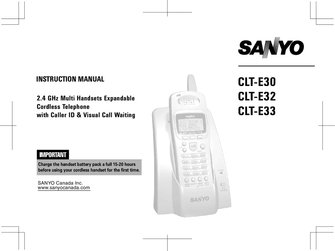 Sanyo instruction manual CLT-E30 CLT-E32 CLT-E33 