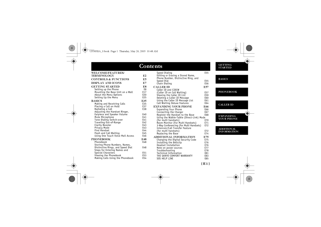 Sanyo CLT-E30, CLT-E33, CLT-E32 instruction manual Contents 