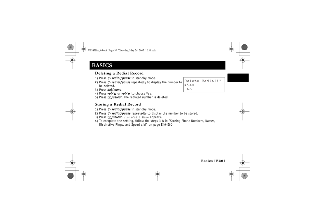 Sanyo CLT-E32, CLT-E30, CLT-E33 instruction manual Deleting a Redial Record, Storing a Redial Record, GNGVG4GFKCN 