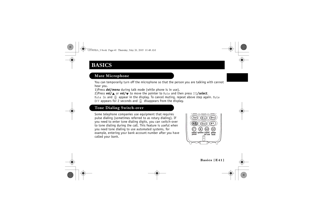 Sanyo CLT-E33, CLT-E30, CLT-E32 instruction manual Mute Microphone, Tone Dialing Switch-over 