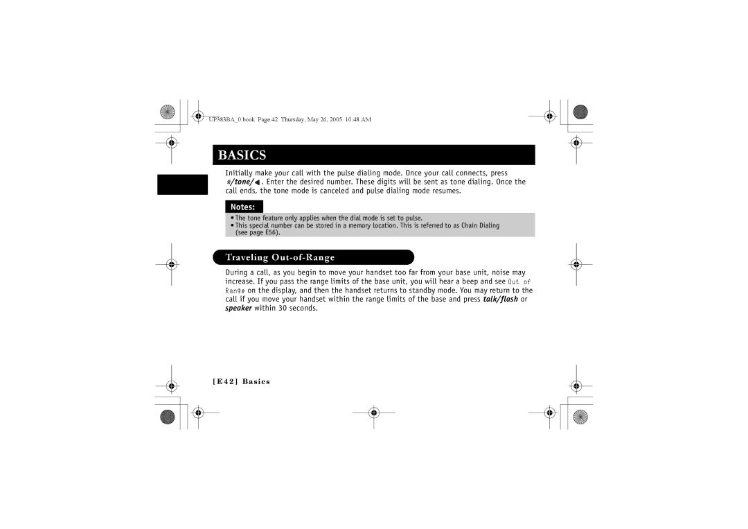 Sanyo CLT-E32, CLT-E30, CLT-E33 instruction manual Traveling Out-of-Range 