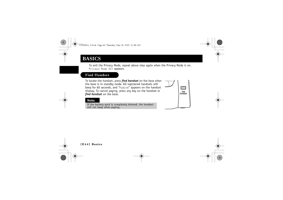 Sanyo CLT-E33, CLT-E30, CLT-E32 instruction manual Find Handset 