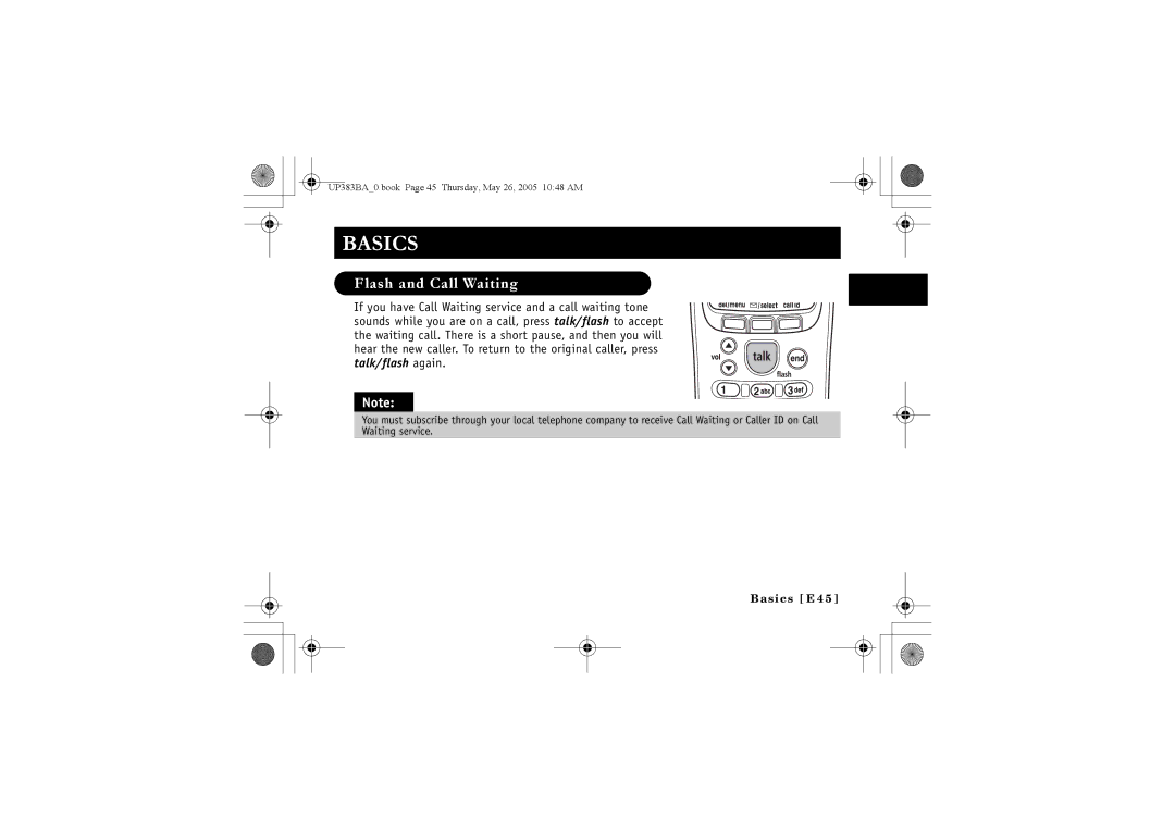 Sanyo CLT-E32, CLT-E30, CLT-E33 instruction manual Flash and Call Waiting 