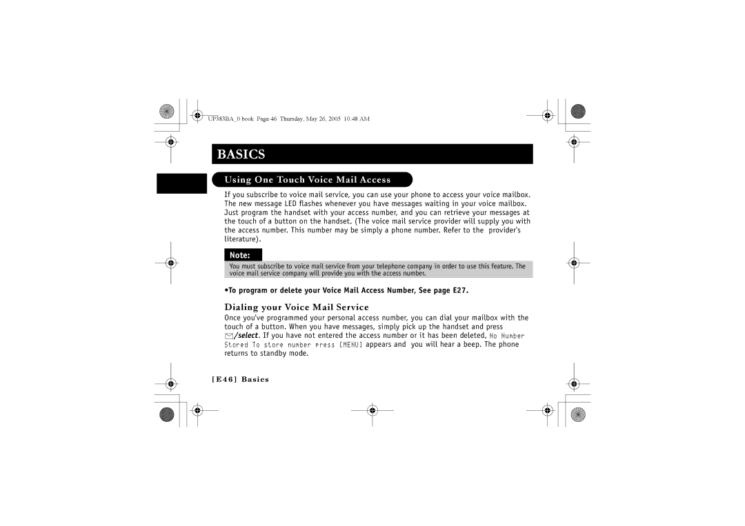 Sanyo CLT-E30, CLT-E33, CLT-E32 instruction manual Using One Touch Voice Mail Access, Dialing your Voice Mail Service 