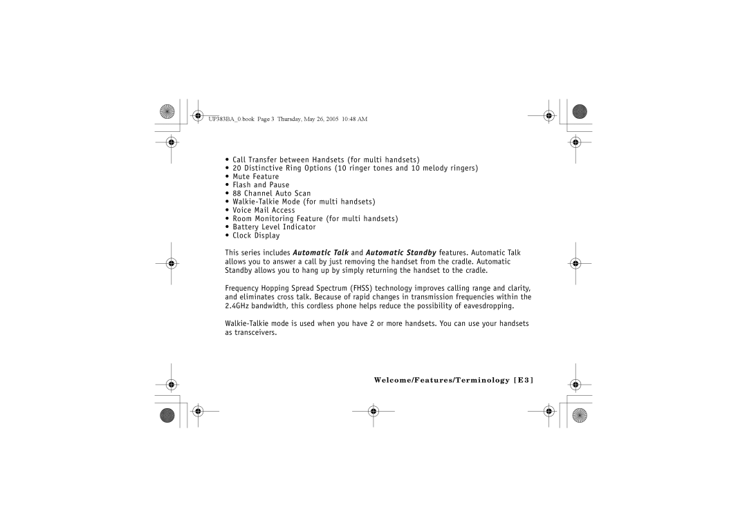 Sanyo CLT-E32, CLT-E30, CLT-E33 instruction manual Welcome/Features/Terminology E 