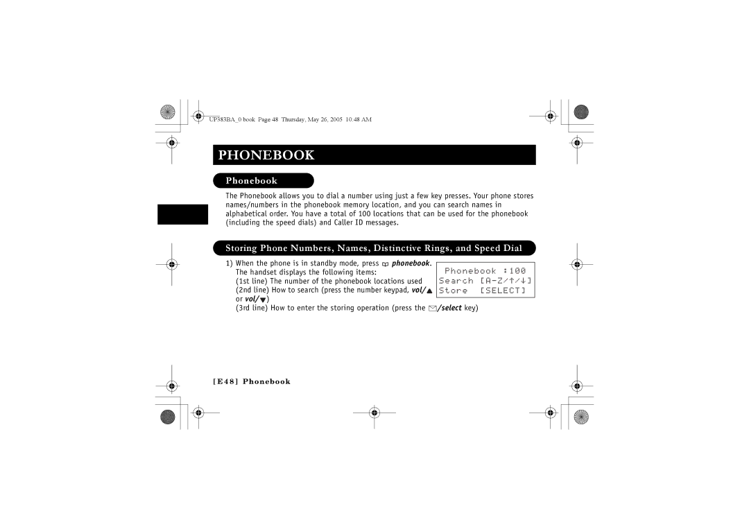 Sanyo CLT-E32, CLT-E30, CLT-E33 instruction manual Phonebook 