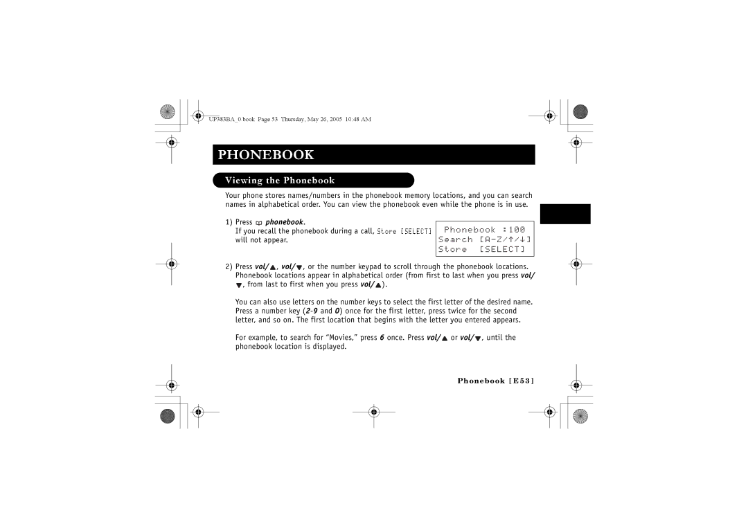 Sanyo CLT-E33, CLT-E30, CLT-E32 instruction manual Viewing the Phonebook 