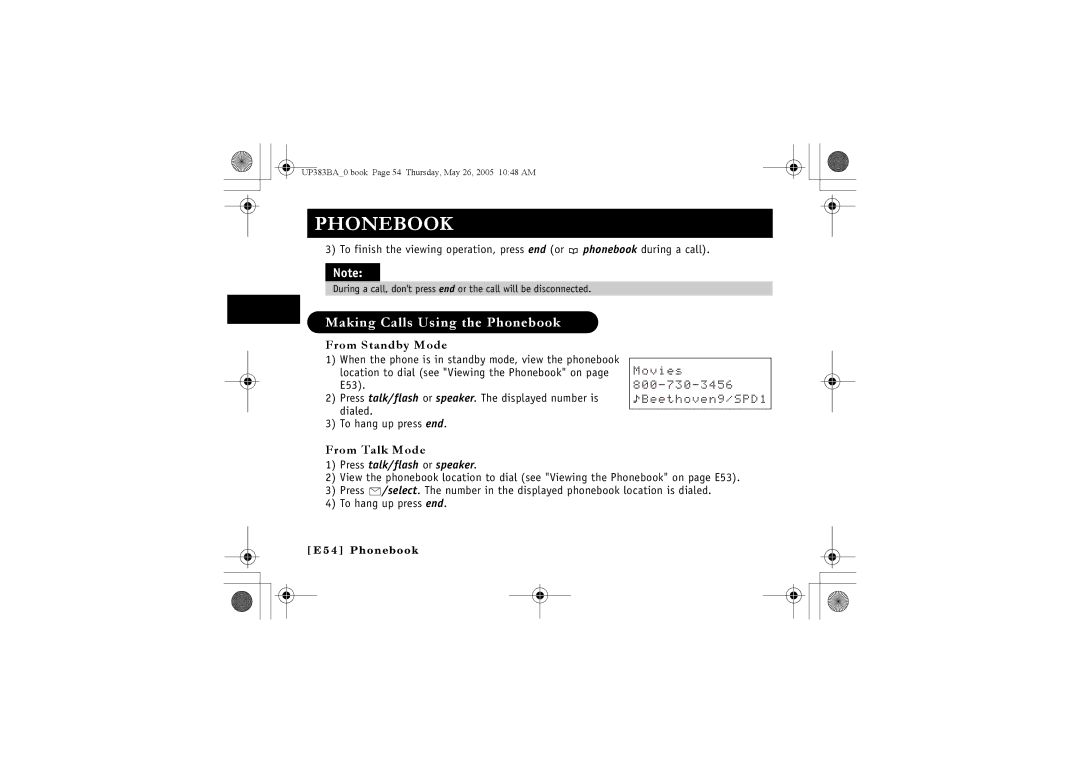 Sanyo CLT-E32, CLT-E30, CLT-E33 instruction manual Making Calls Using the Phonebook, From Standby Mode, From Talk Mode 