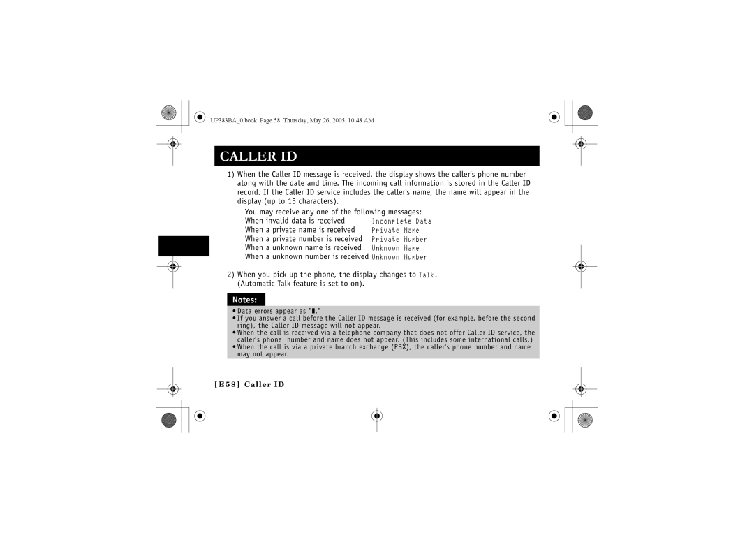 Sanyo CLT-E30, CLT-E33, CLT-E32 instruction manual Caller ID 