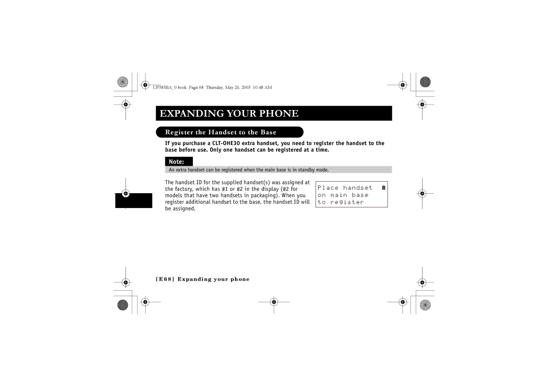 Sanyo CLT-E33, CLT-E30, CLT-E32 instruction manual Register the Handset to the Base, 2NCEGJCPFUGV QPOCKPDCUG VQTGIKUVGT 