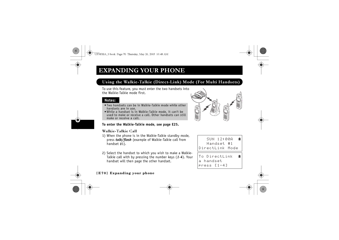 Sanyo CLT-E30, CLT-E33, CLT-E32 Using the Walkie-Talkie Direct-Link Mode For Multi Handsets, Walkie-Talkie Call 