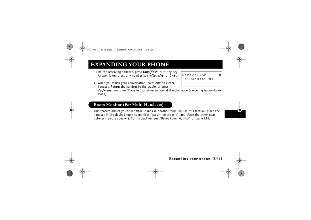 Sanyo CLT-E33, CLT-E30, CLT-E32 instruction manual Room Monitor For Multi Handsets, Ktgev.Kpm 