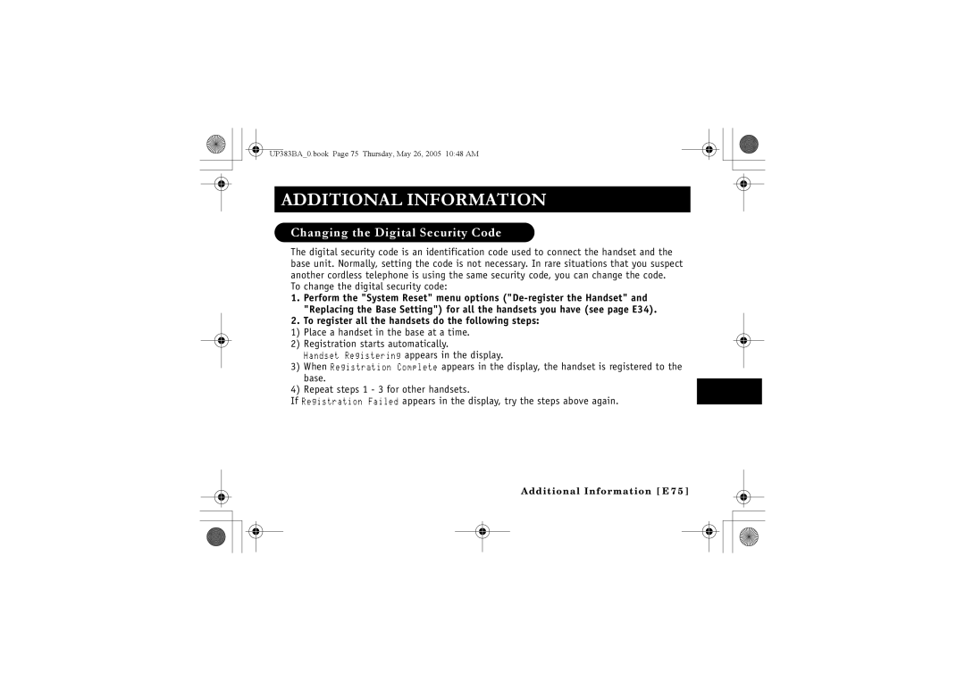 Sanyo CLT-E32, CLT-E30, CLT-E33 instruction manual Additional Information, Changing the Digital Security Code 