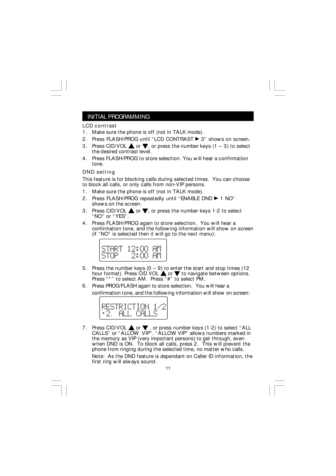 Sanyo CLT-J30 instruction manual LCD contrast, DND setting 