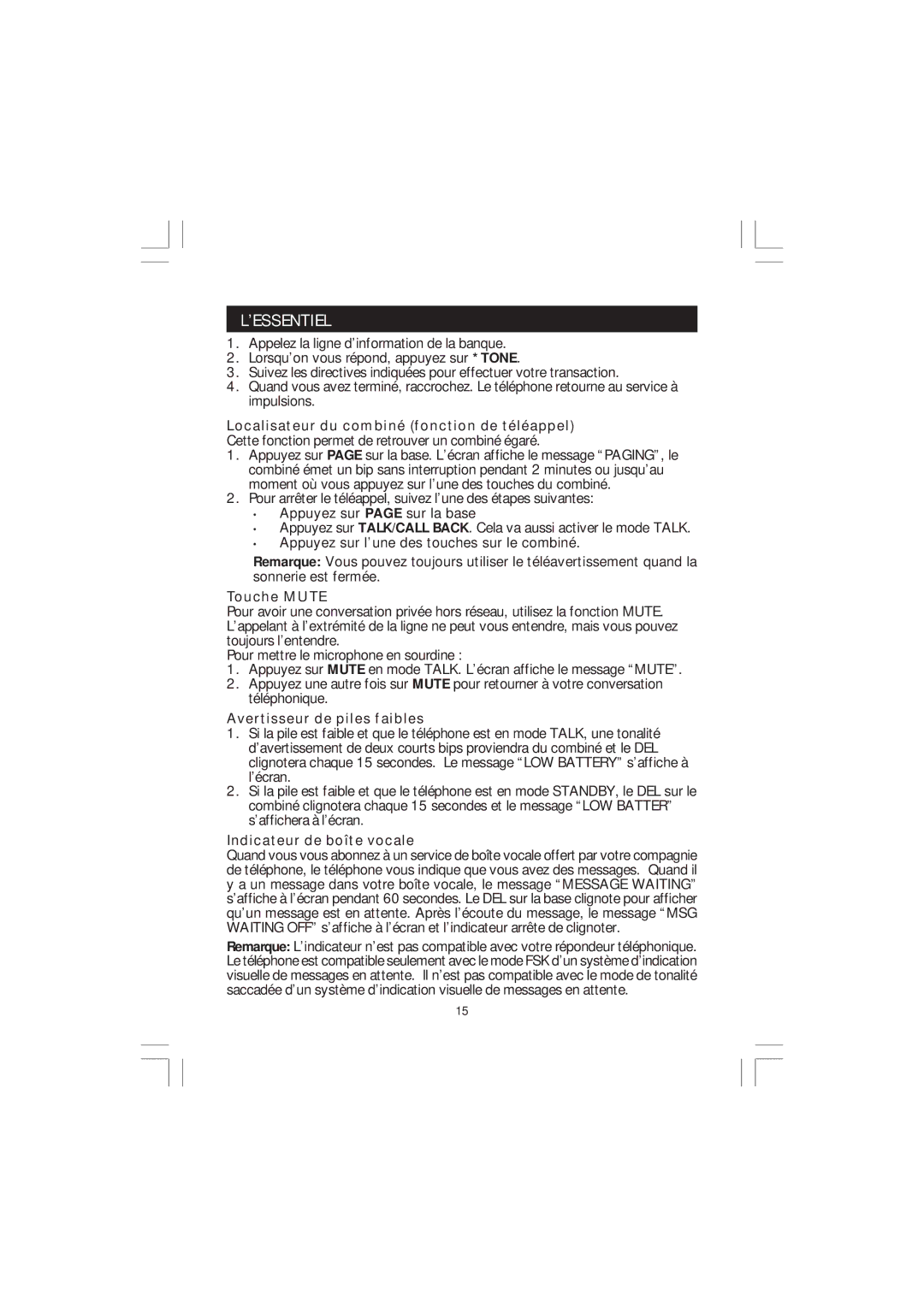 Sanyo CLT-J50, CLT-J40 manual Localisateur du combiné fonction de téléappel, Touche Mute, Avertisseur de piles faibles 