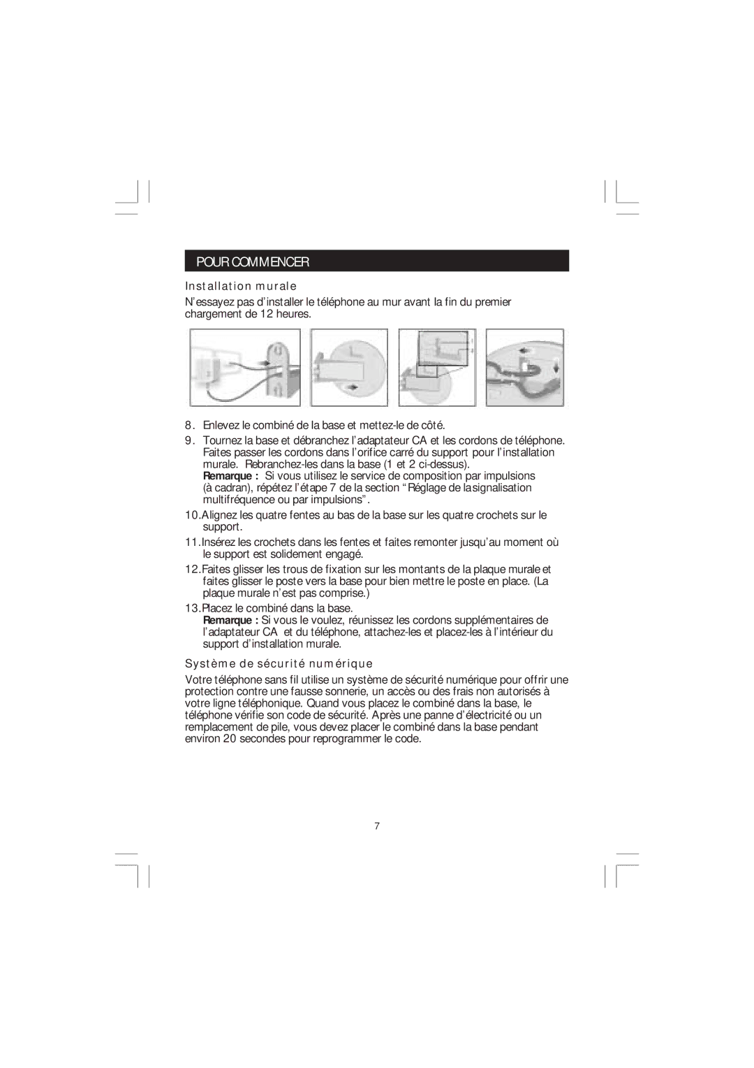 Sanyo CLT-J50, CLT-J40 manual Installation murale, Système de sécurité numérique 