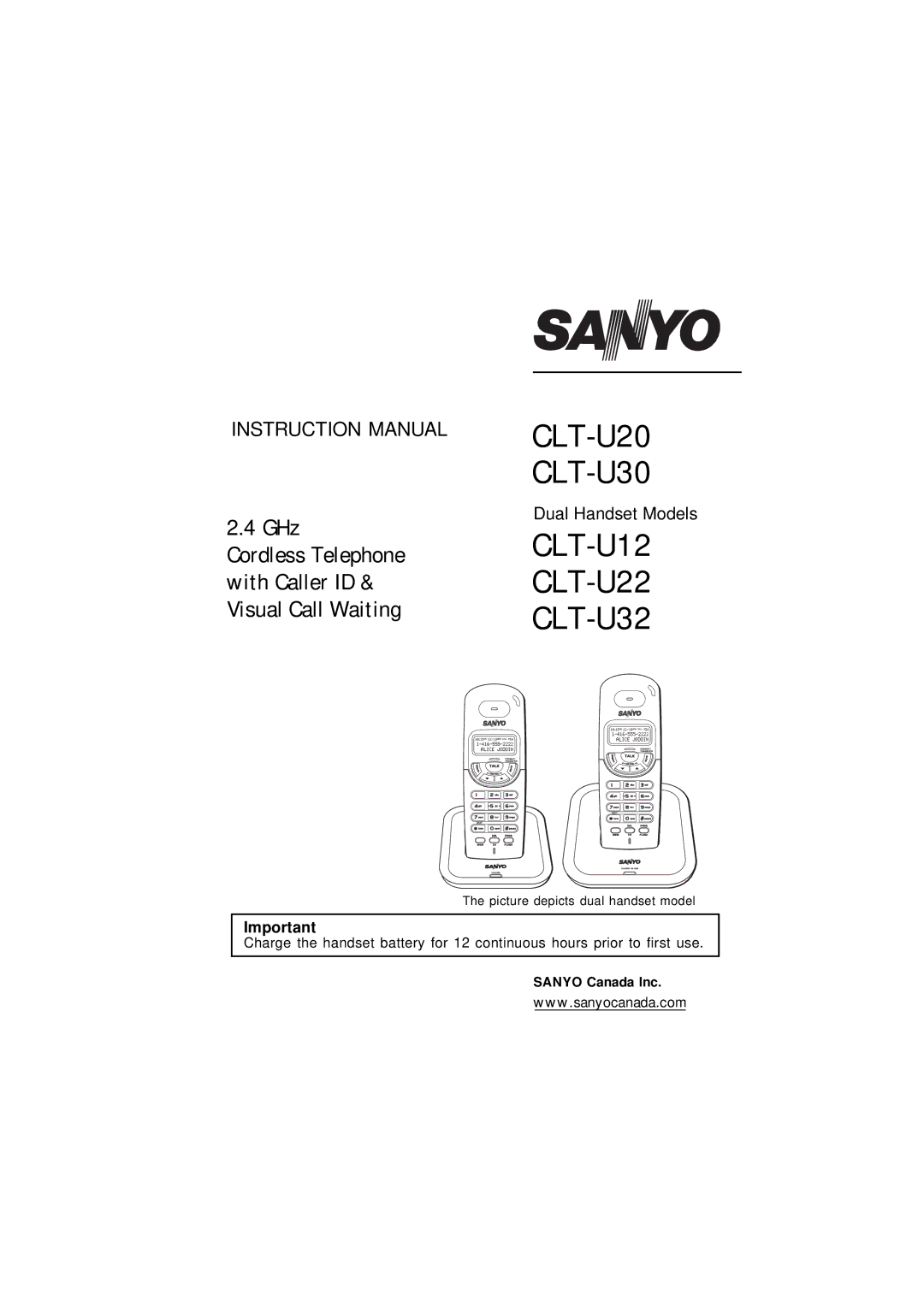 Sanyo CLT-U32, CLT-U22, CLT-U12 instruction manual CLT-U20 CLT-U30 