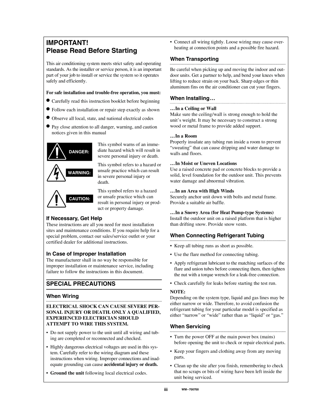 Sanyo CMH1822, KMH0922 service manual Please Read Before Starting 