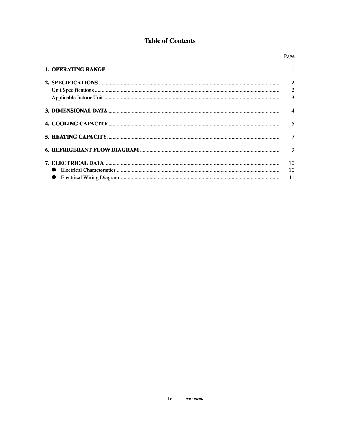 Sanyo KMH0922, CMH1822 service manual Table of Contents, Page, iv WM 