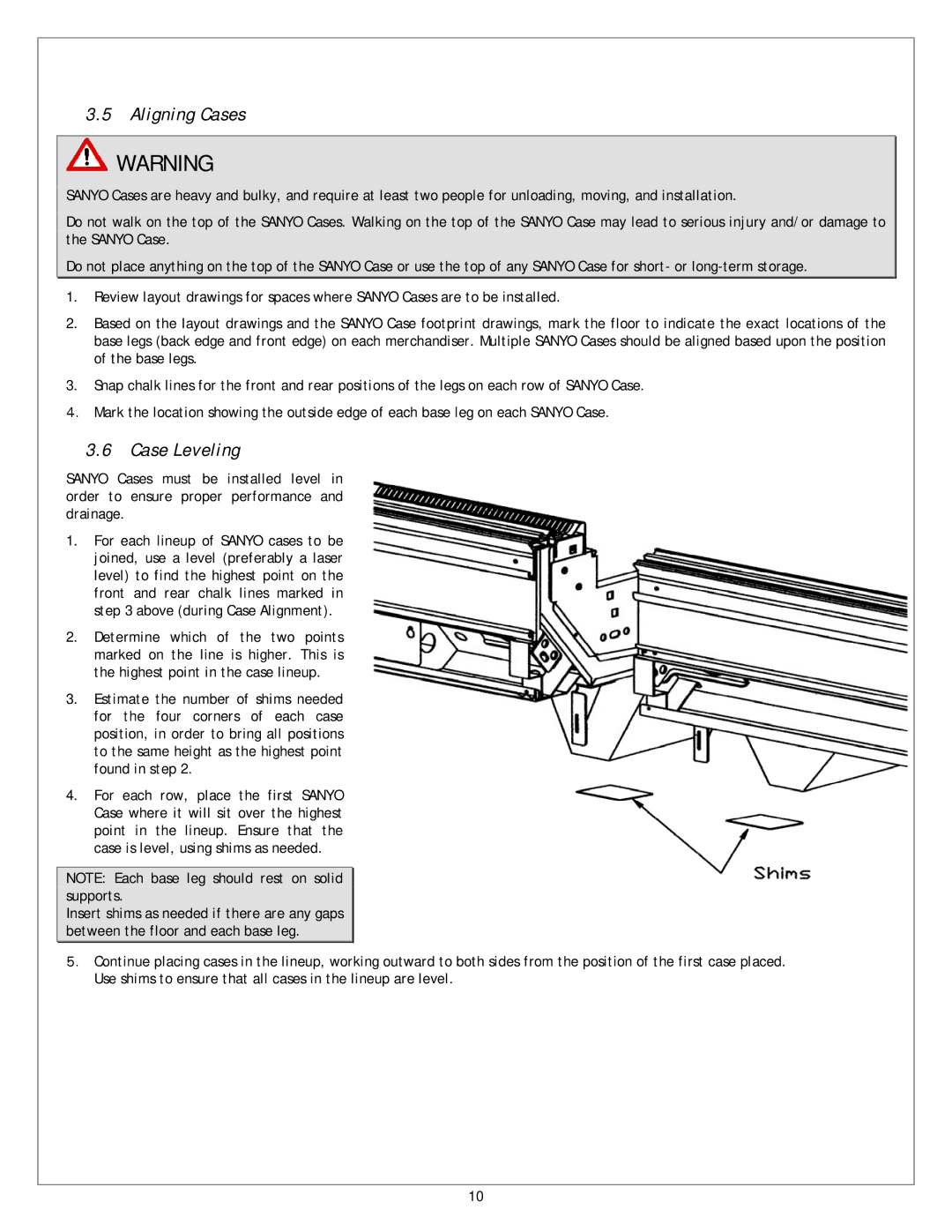 Sanyo CVW-EXA224, CVW-EXA284, CVW-EXA184, CVW-EXA124 service manual Aligning Cases, Case Leveling 