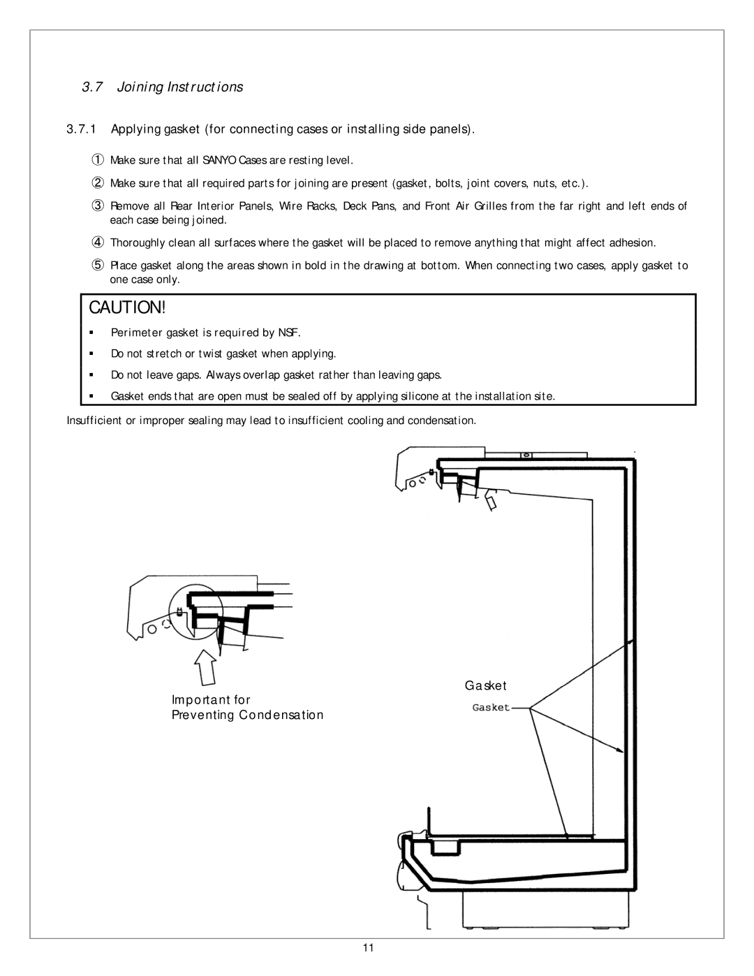 Sanyo CVW-EXA124, CVW-EXA284, CVW-EXA184, CVW-EXA224 Joining Instructions,  Perimeter gasket is required by NSF 