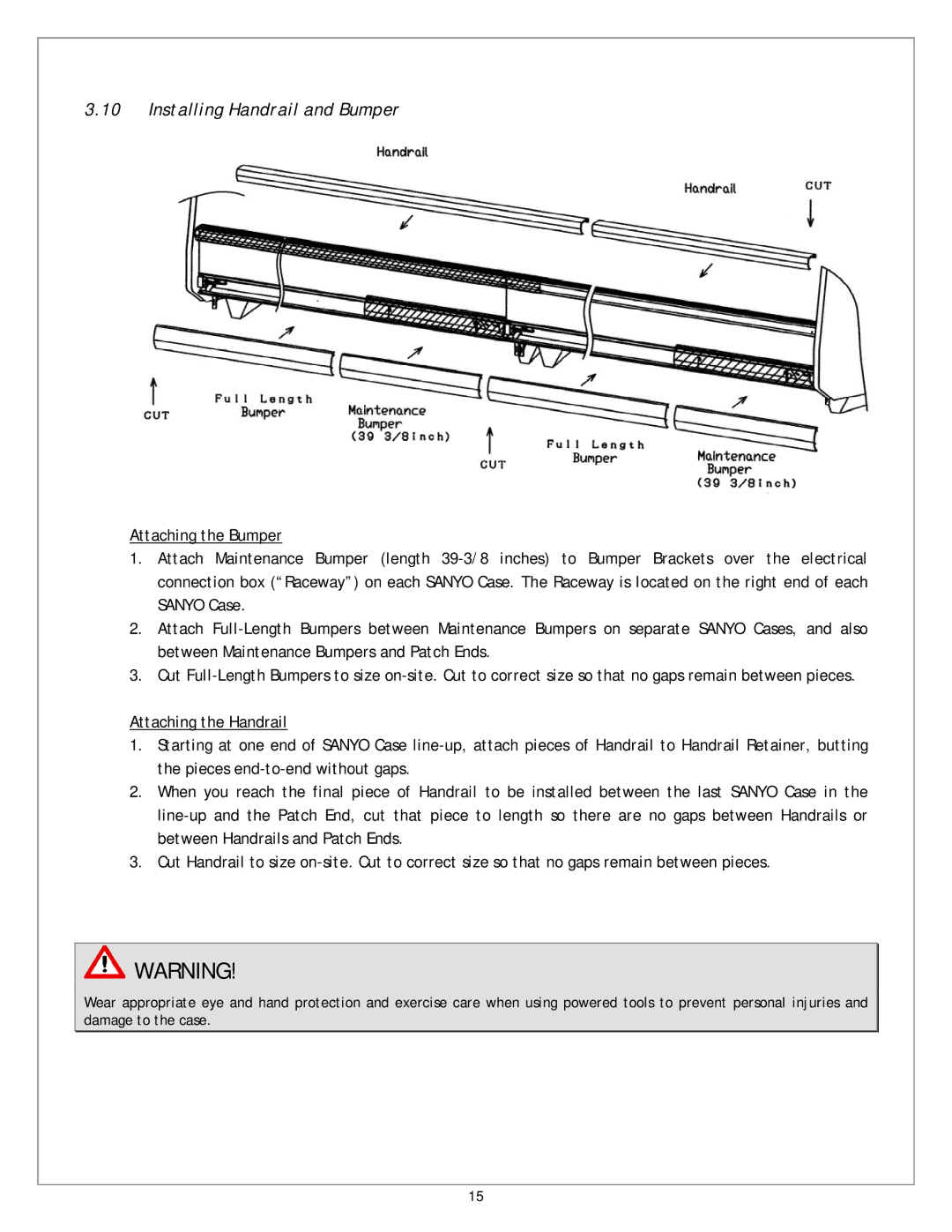 Sanyo CVW-EXA124, CVW-EXA284, CVW-EXA184, CVW-EXA224 service manual Installing Handrail and Bumper 