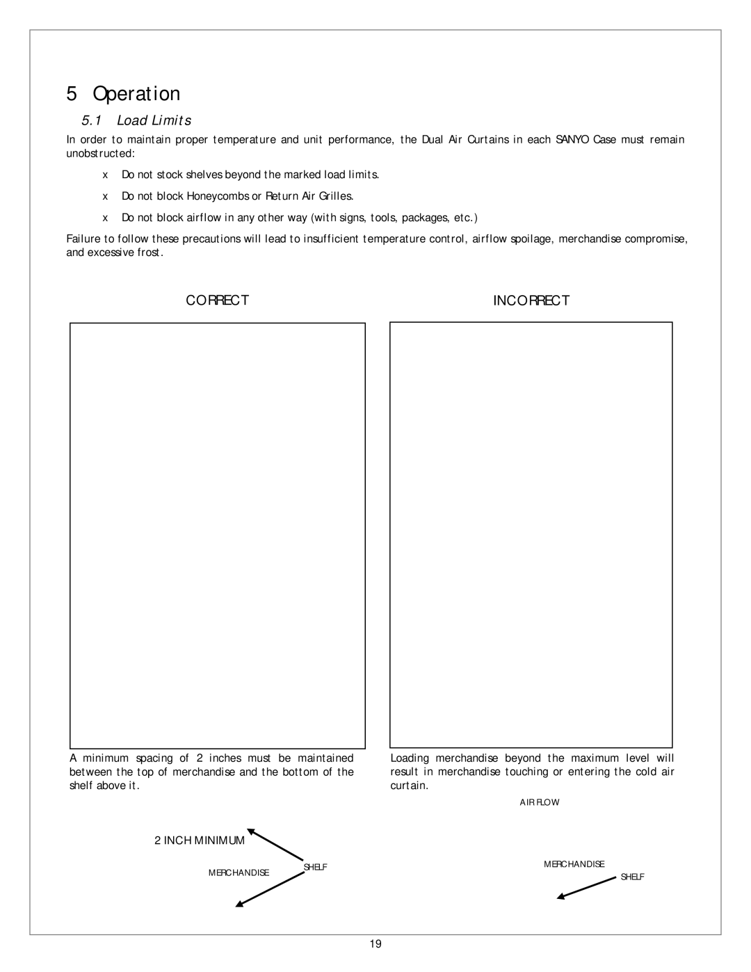 Sanyo CVW-EXA124, CVW-EXA284, CVW-EXA184, CVW-EXA224 service manual Operation, Load Limits 