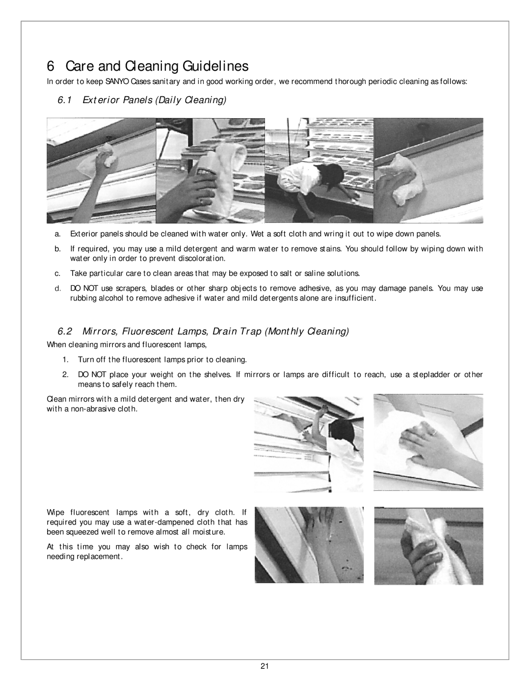 Sanyo CVW-EXA184, CVW-EXA284, CVW-EXA224, CVW-EXA124 Care and Cleaning Guidelines, Exterior Panels Daily Cleaning 