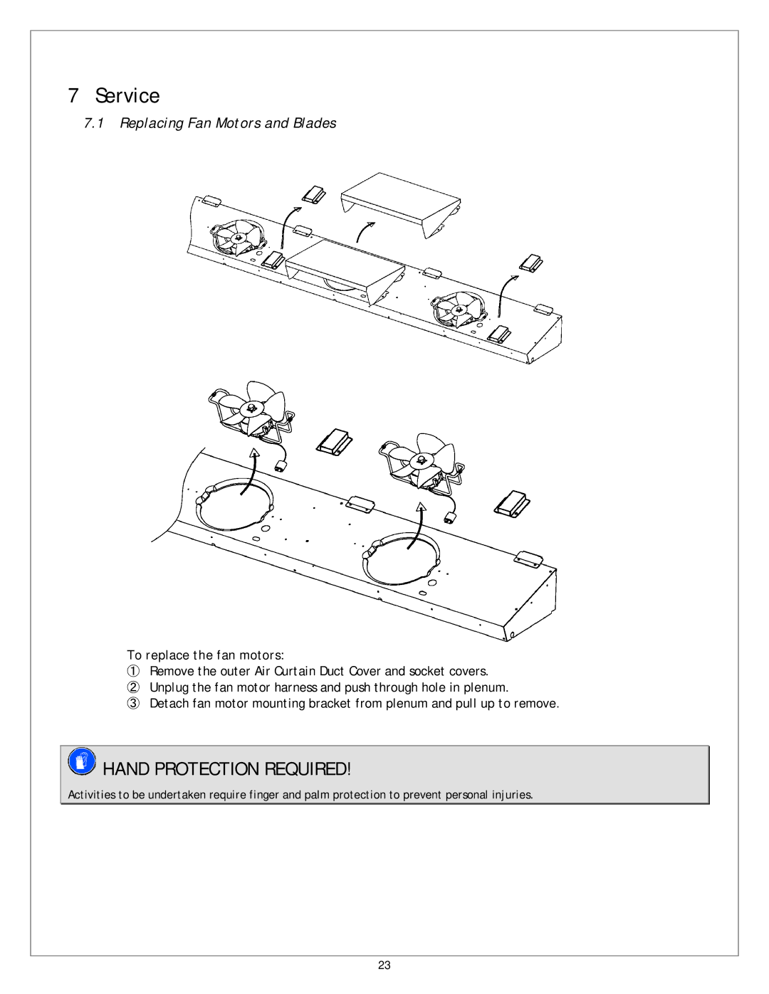 Sanyo CVW-EXA124, CVW-EXA284, CVW-EXA184, CVW-EXA224 Service, Replacing Fan Motors and Blades, To replace the fan motors 