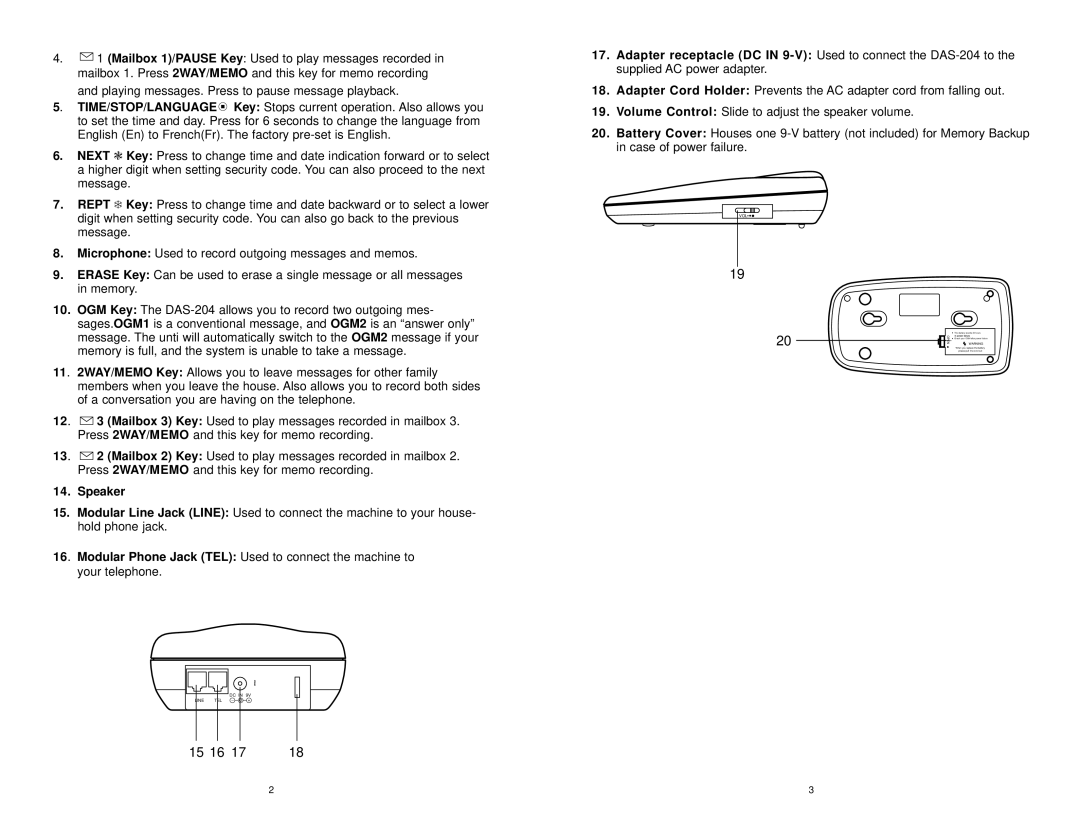 Sanyo DAS-204 instruction manual Next, Rept, OGM1, OGM2 