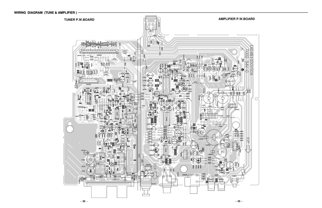 Sanyo DC-DA370 service manual Wiring Diagram Tune & Amplifier, Tuner P.W.Board, Amplifier P.W.Board 