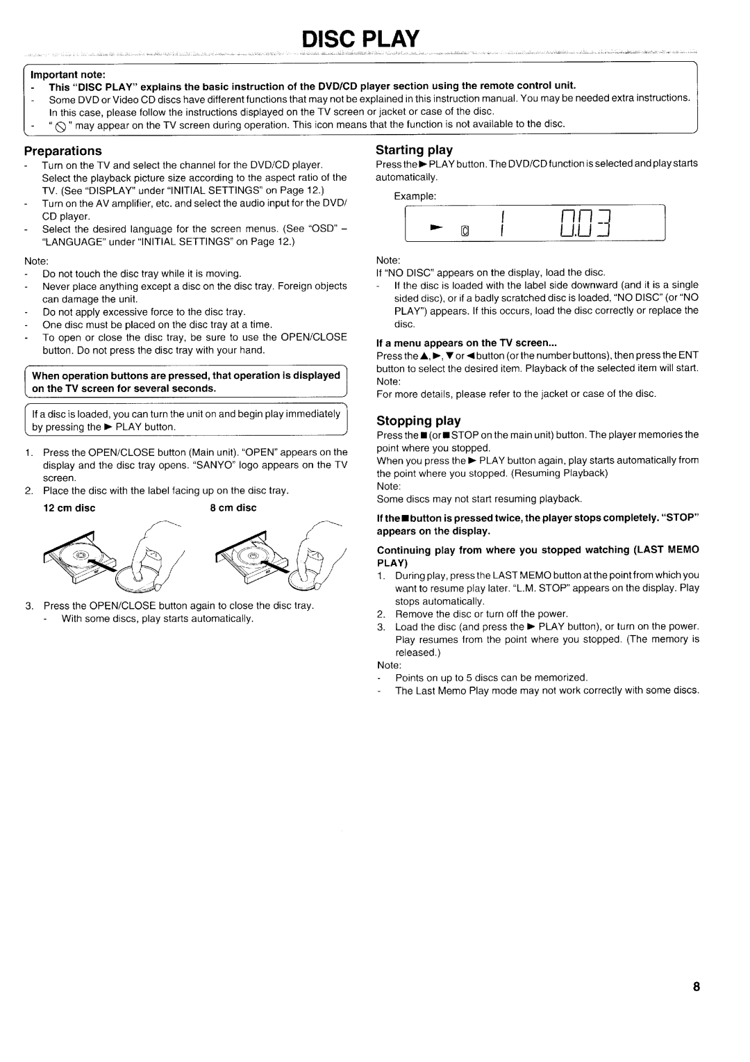 Sanyo DC-DAV821 manual 