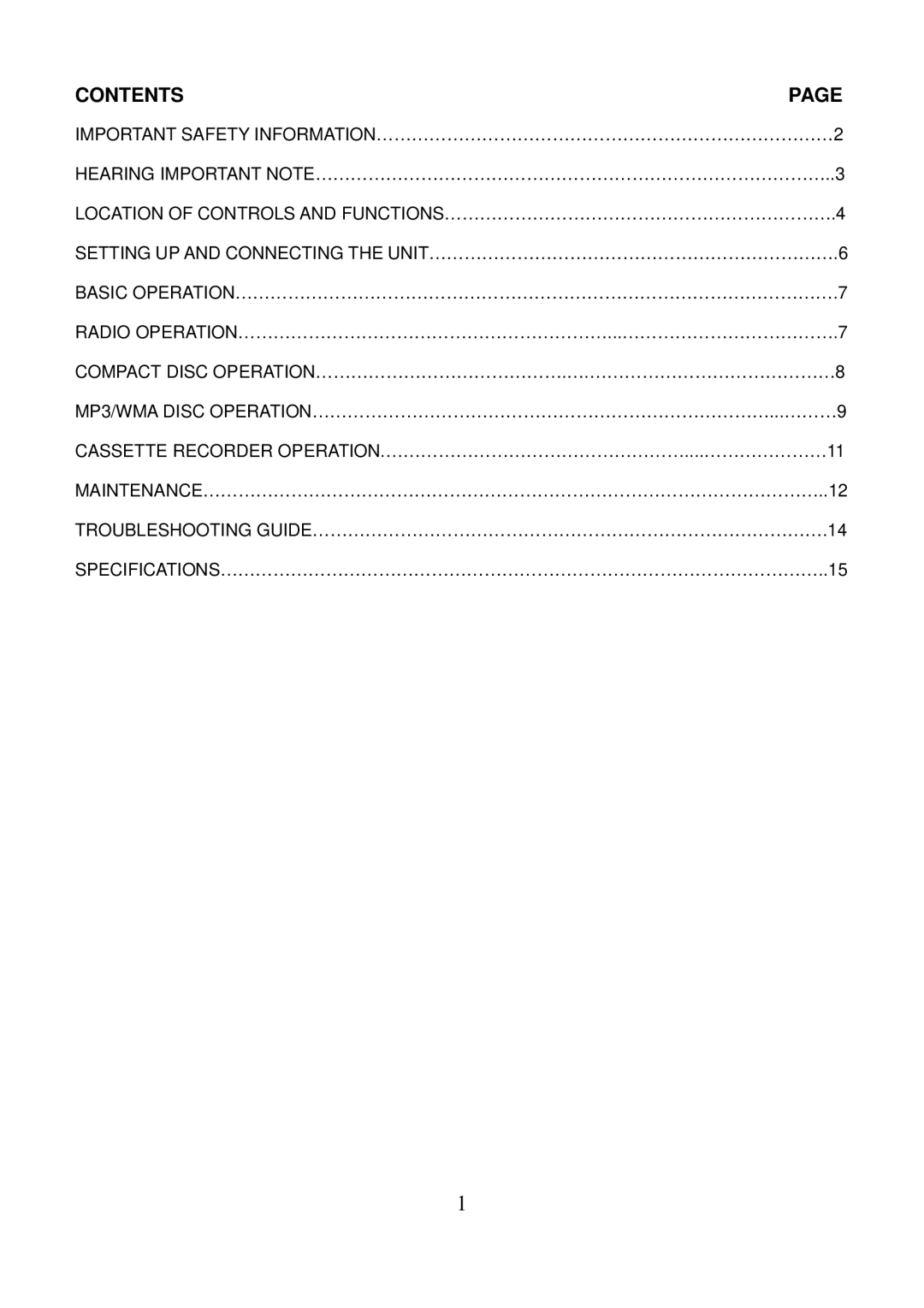 Sanyo DC-MX30 instruction manual Contentspage 