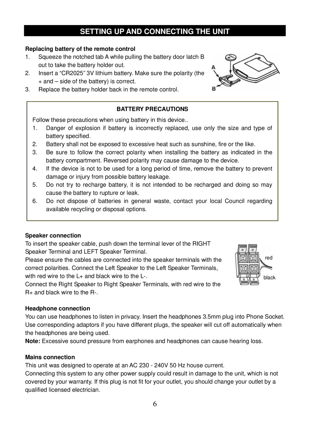 Sanyo DC-MX30 instruction manual Setting UP and Connecting the Unit, Battery Precautions 