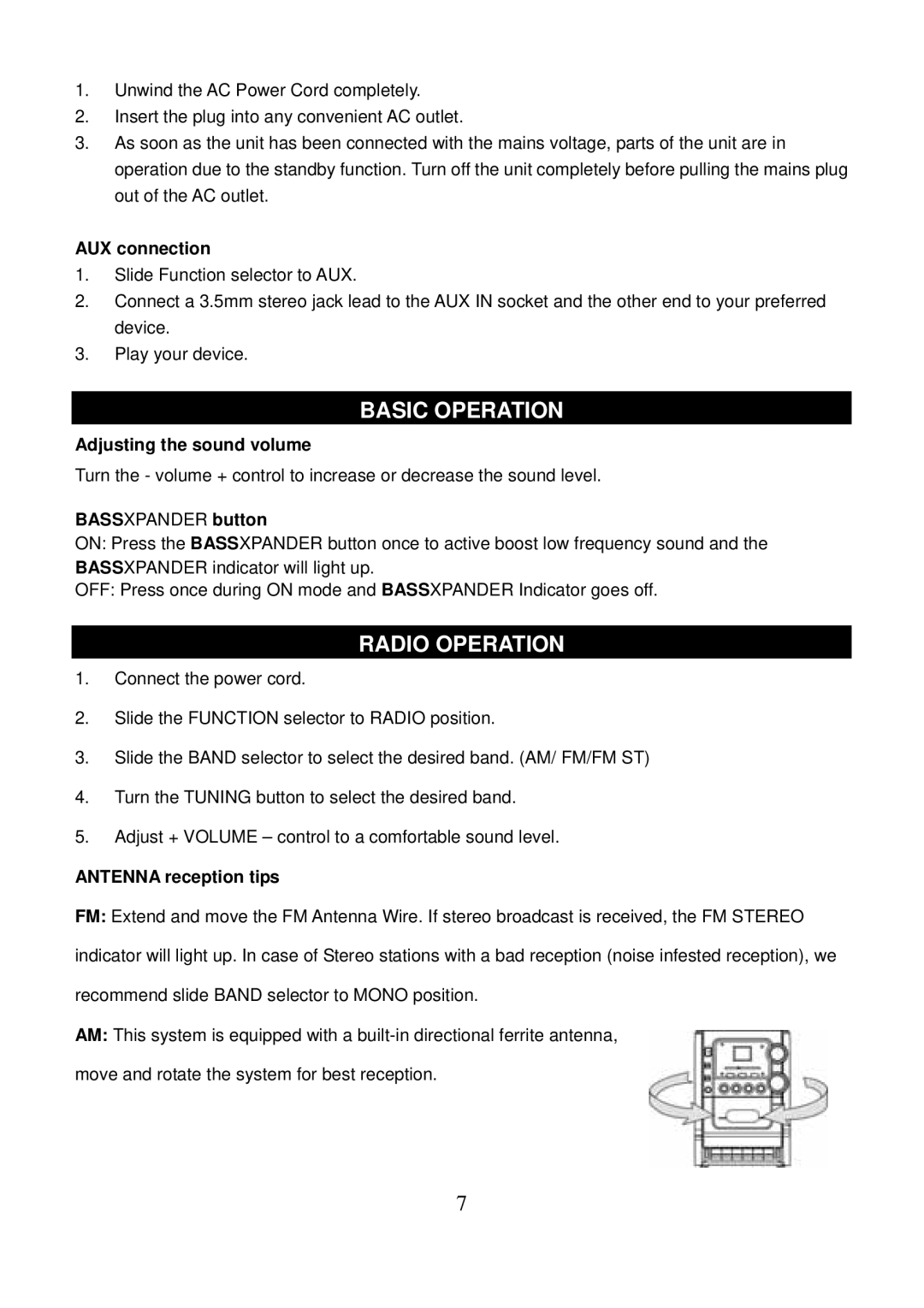 Sanyo DC-MX30 instruction manual Basic Operation, Radio Operation 