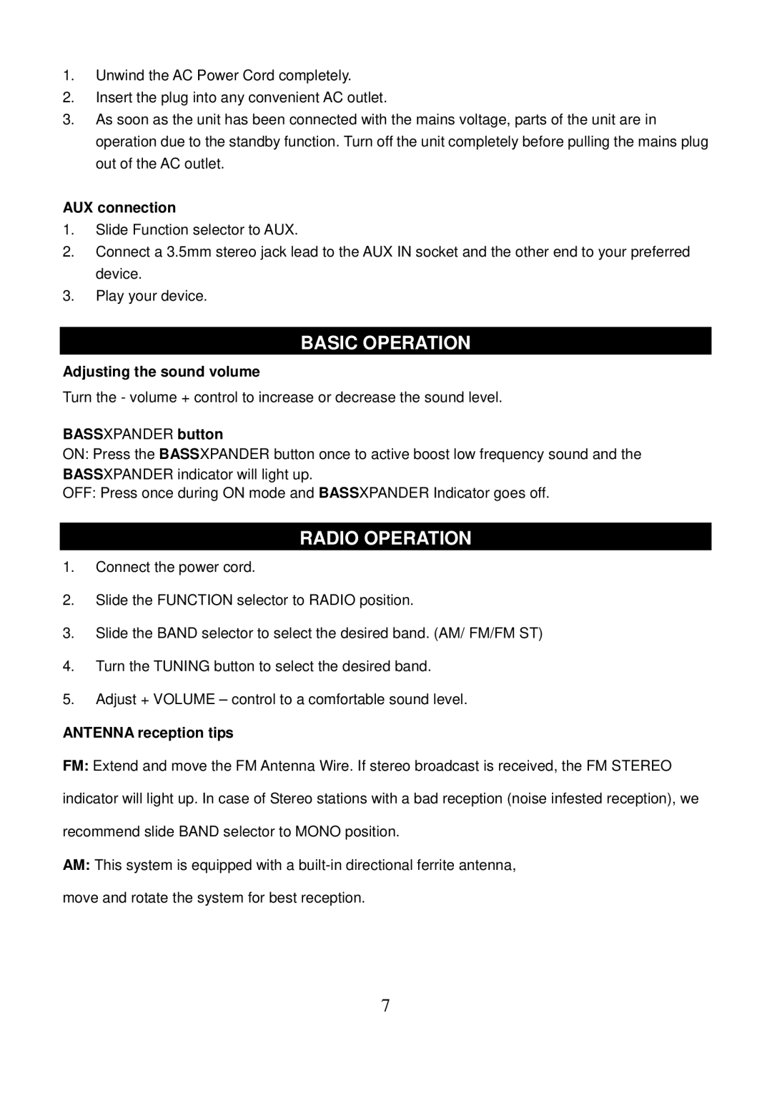 Sanyo DC-MX31 instruction manual Basic Operation, Radio Operation 