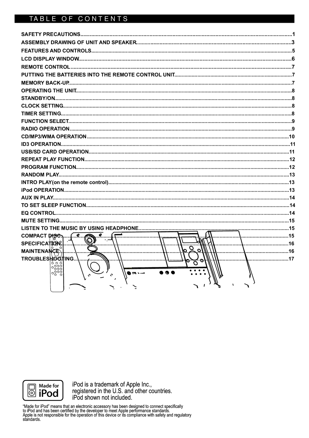 Sanyo DC-MX41i instruction manual Table of Contents 