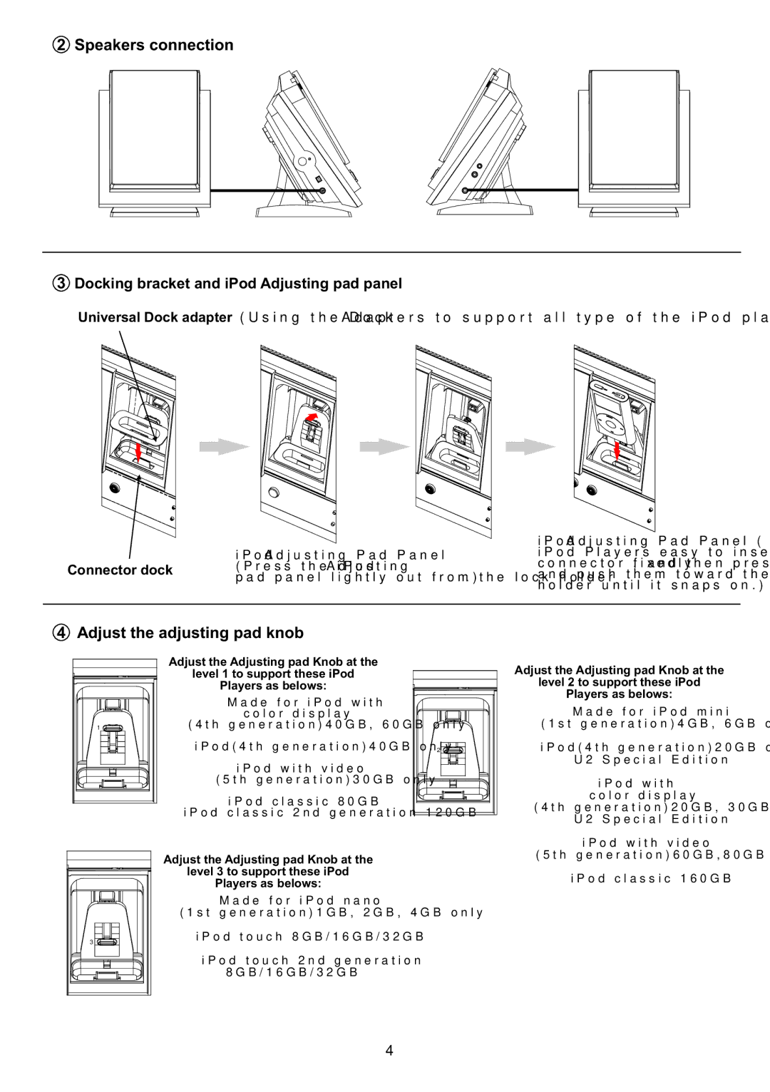 Sanyo DC-MX41i instruction manual Speakers connection 