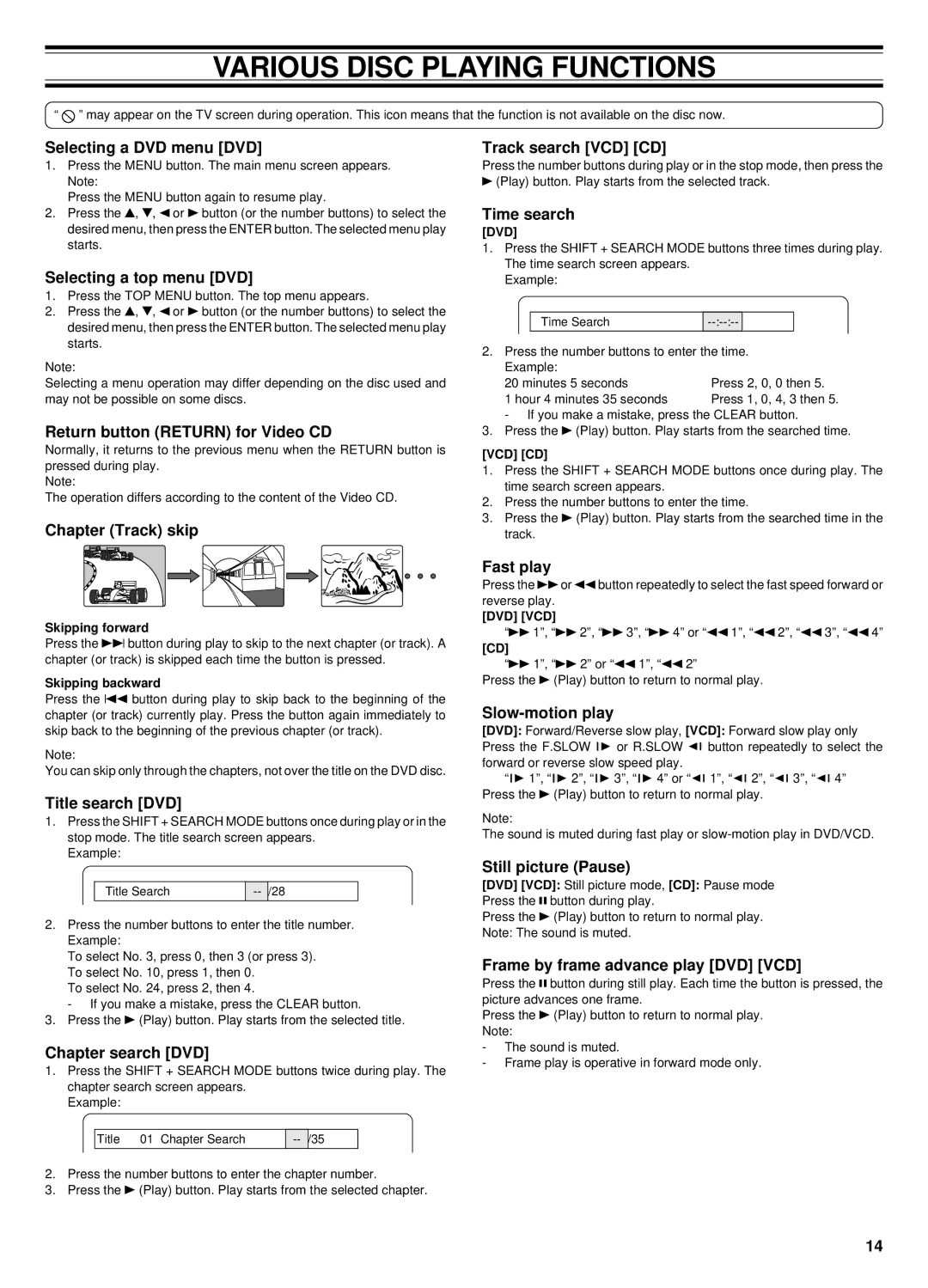 Sanyo DC-TS760 instruction manual Various Disc Playing Functions 