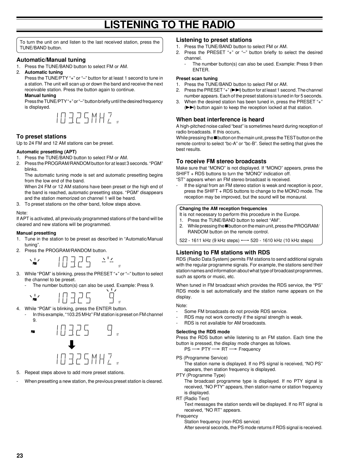 Sanyo DC-TS760 instruction manual Listening to the Radio 