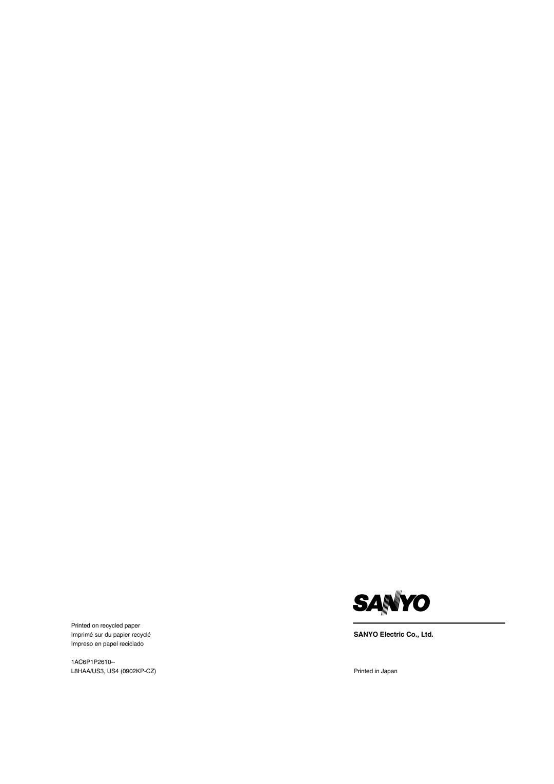 Sanyo Digital Video Recorder, DSR-3000 instruction manual 