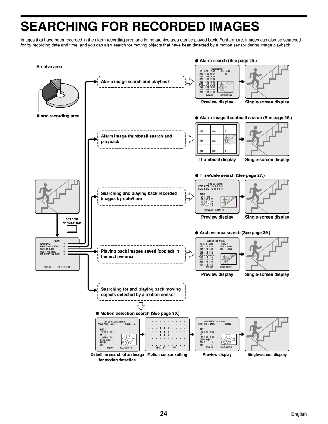 Sanyo DSR-3000, Digital Video Recorder instruction manual Searching for Recorded Images 