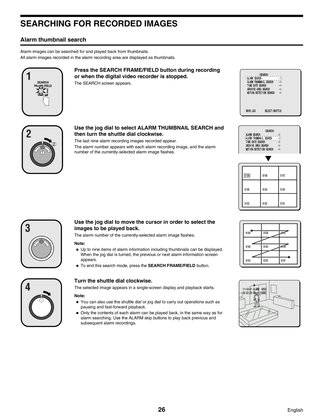 Sanyo DSR-3000, Digital Video Recorder instruction manual Alarm thumbnail search 