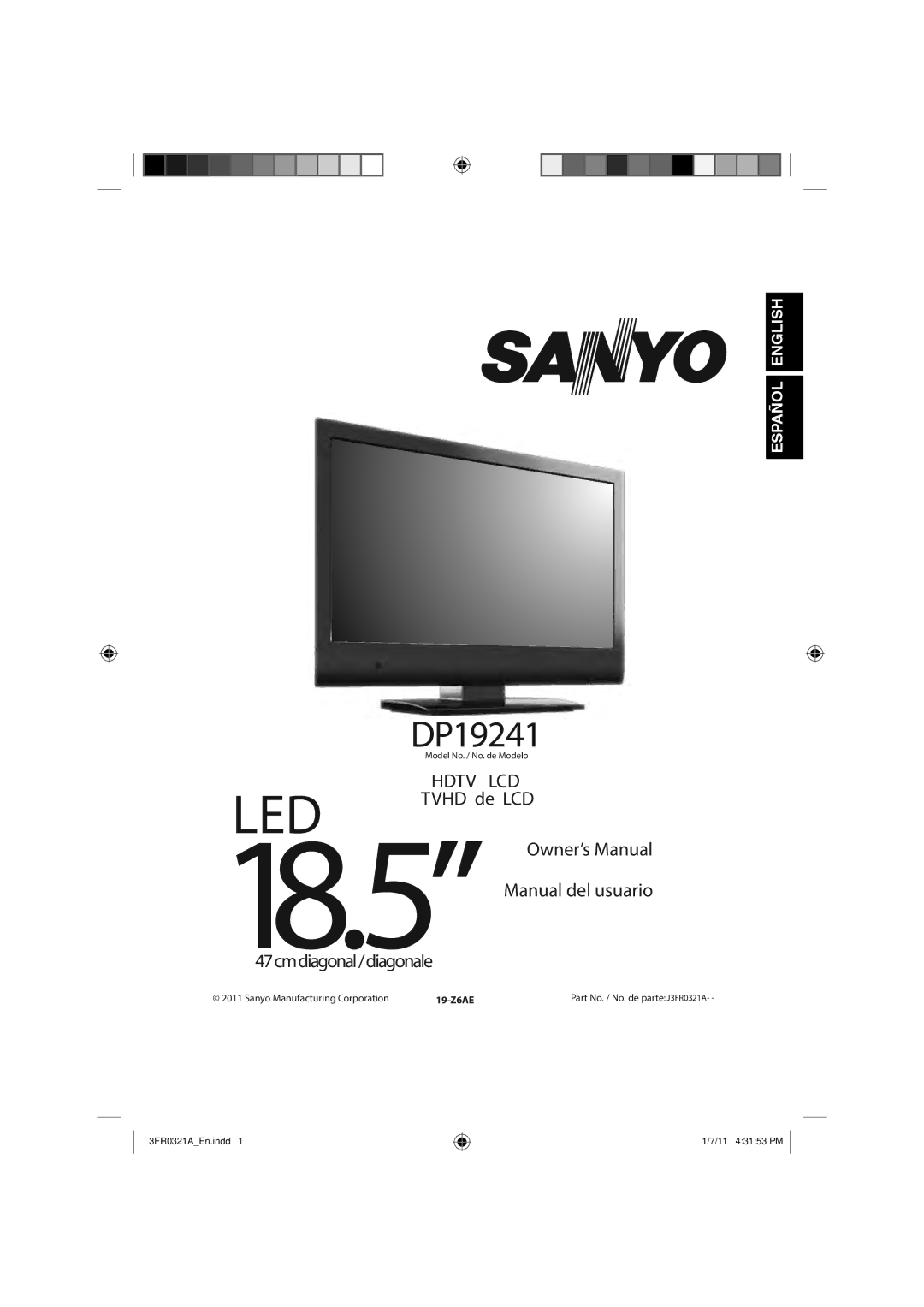 Sanyo DP19241 owner manual 