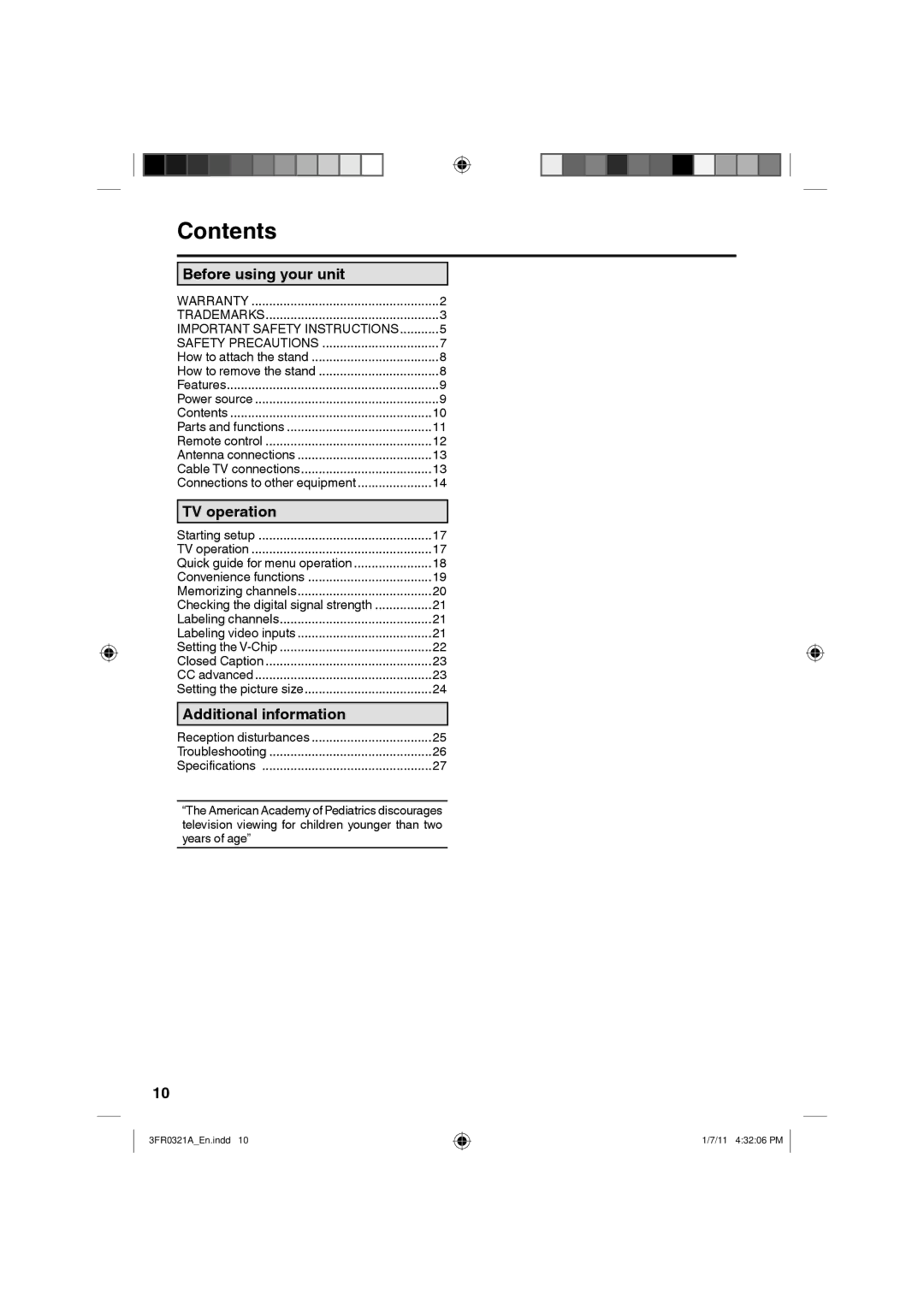 Sanyo DP19241 owner manual Contents 