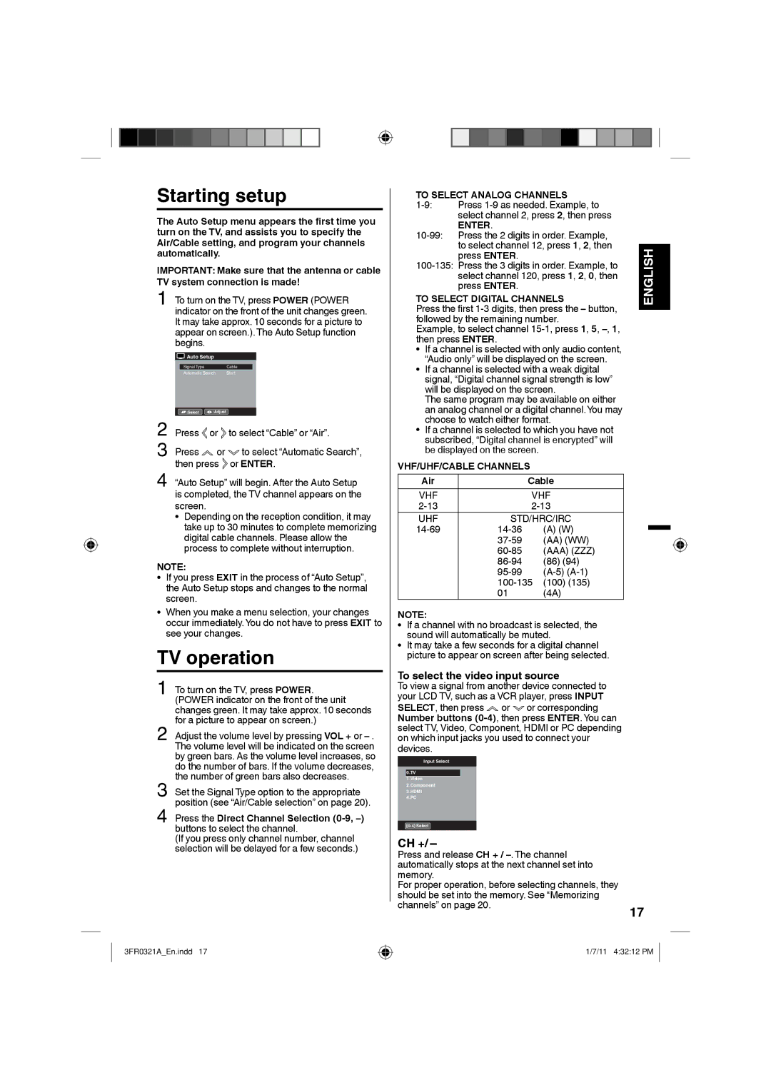 Sanyo DP19241 owner manual To select the video input source, To Select Analog Channels, Enter, To Select Digital Channels 